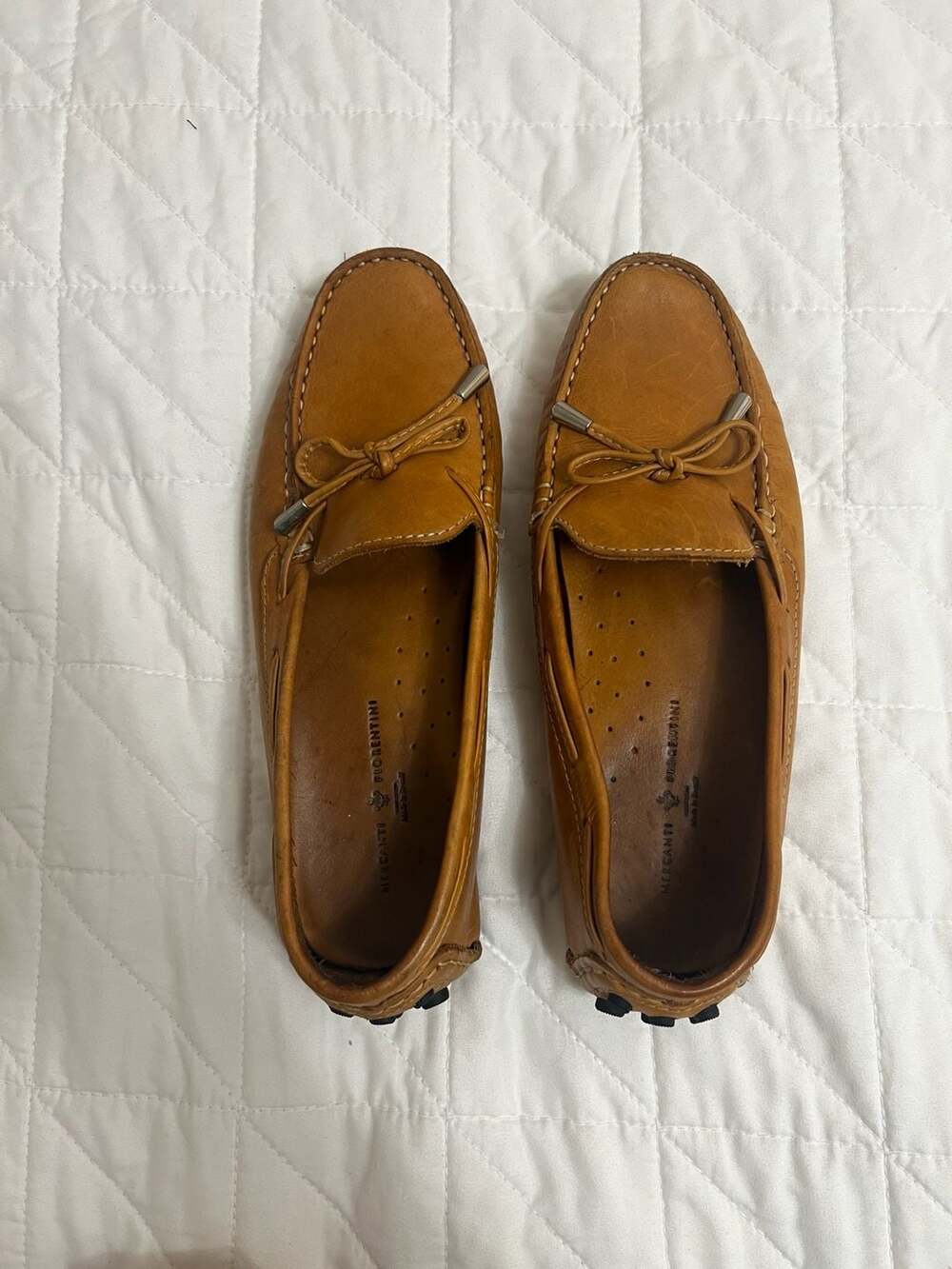 Mercanti Fiorentini Tan Leather Driving Moccasin Loafers